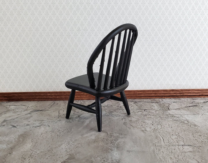 Dollhouse Windsor Spindle Back Kitchen Chair Black 1:12 Scale Miniature Furniture
