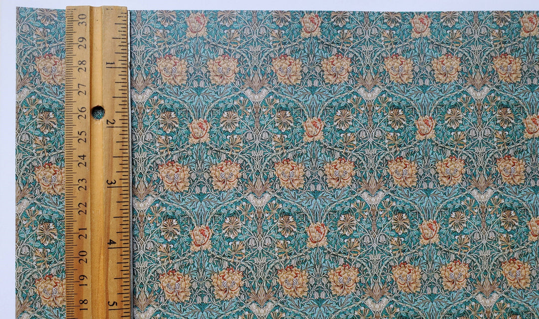 Dollhouse Wallpaper William Morris Art Nouveau Blue Teal Floral 1:12 Scale Itsy Bitsy