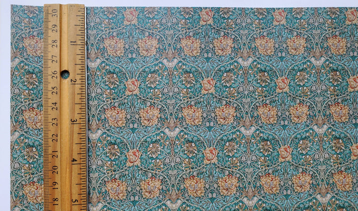 Dollhouse Wallpaper William Morris Art Nouveau Blue Teal Floral 1:12 Scale Itsy Bitsy