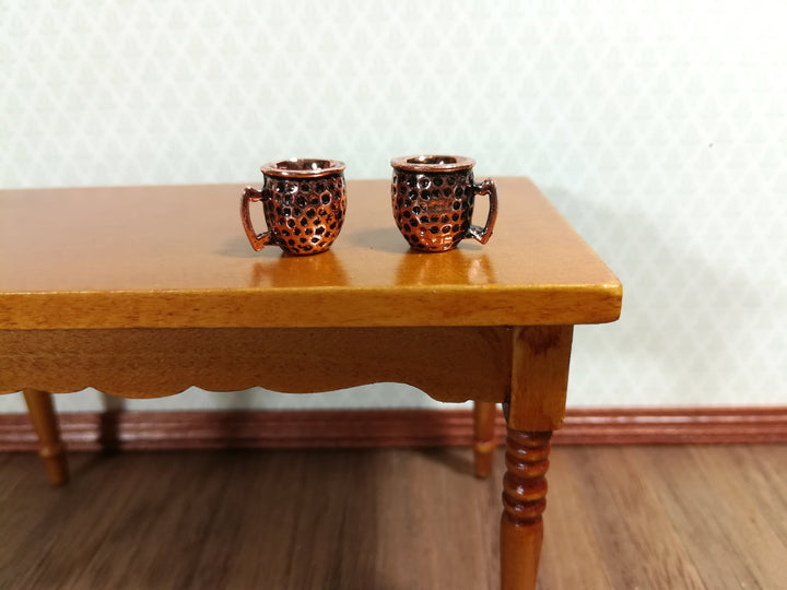 Dollhouse Miniature Mugs Hammered Copper (faux) Metal 1:12 Scale Set of 2