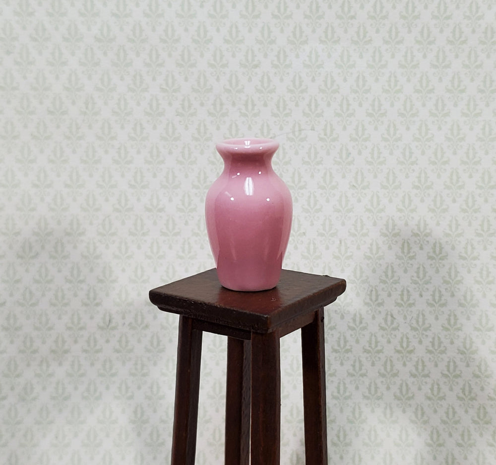 Dollhouse Pink Vase Tall Ceramic for Flowers or Decoration 1:12 Scale Miniature