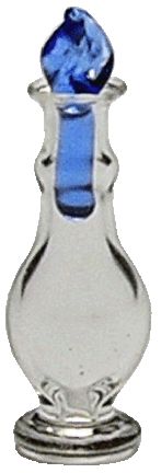 Miniature Glass Perfume Decanter with Blue Twist 1:12 Scale Dollhouse Decoration