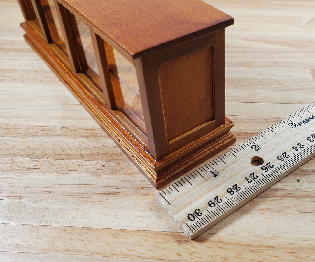 Dollhouse Low Display Counter for Bakery Store or Shop 1:12 Scale Walnut Finish Miniature Furniture