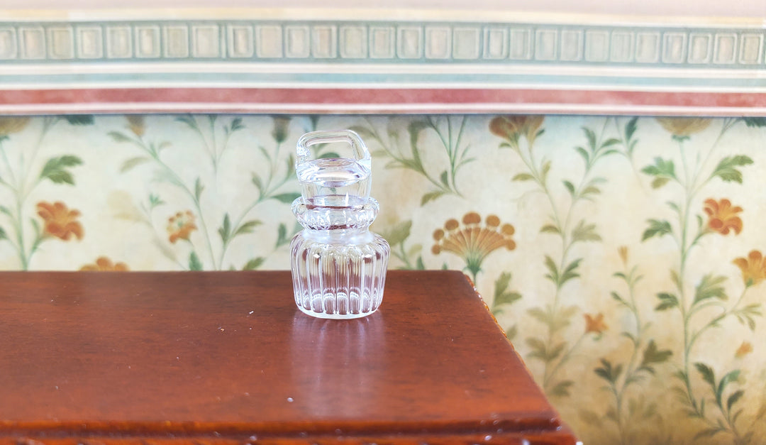 Dollhouse Ribbed Glass Jar with Lid 1:12 Scale Miniature Decoration Flowers