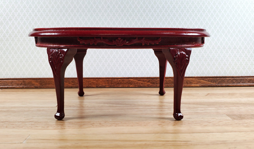 Dollhouse Dining Table Oval Wood Mahogany Finish 1:12 Scale Miniature Furniture