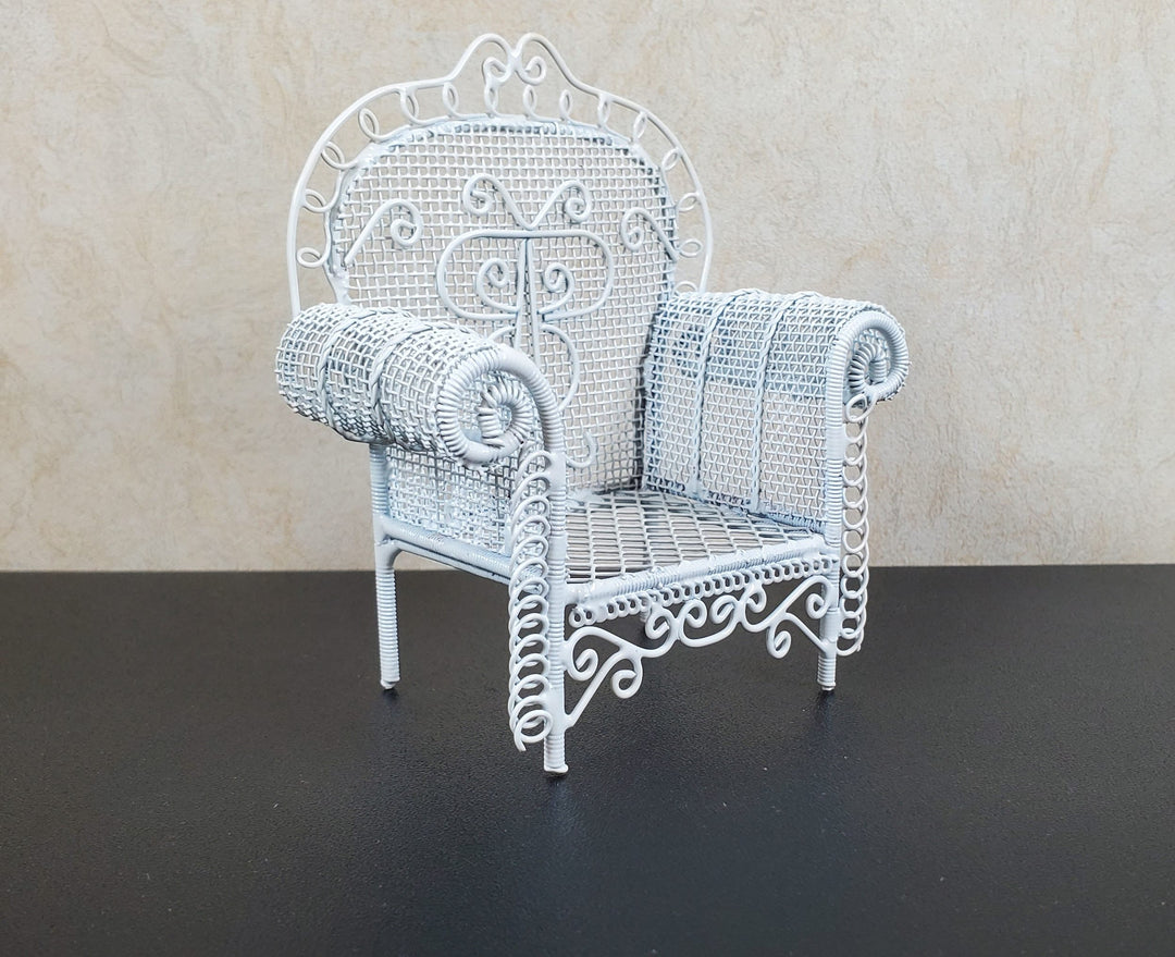 Dollhouse Patio Chair White Metal 1:12 Scale Miniature Fairy Garden Furniture
