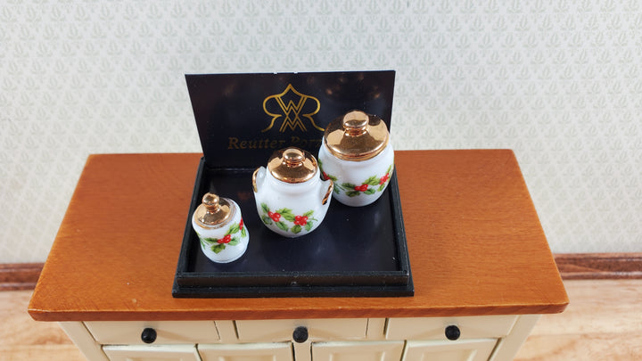 Dollhouse Cookie Jars Bins Reutter Porcelain Mistletoe 1:12 Scale Miniature