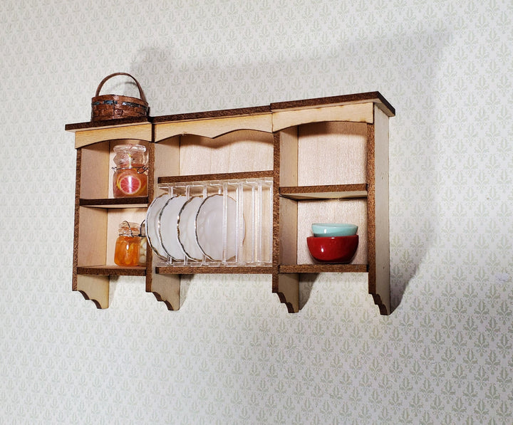 Dollhouse Miniature Plate Rack Hanging Kitchen Shelf DIY KIT 1:12 Scale Cupboard