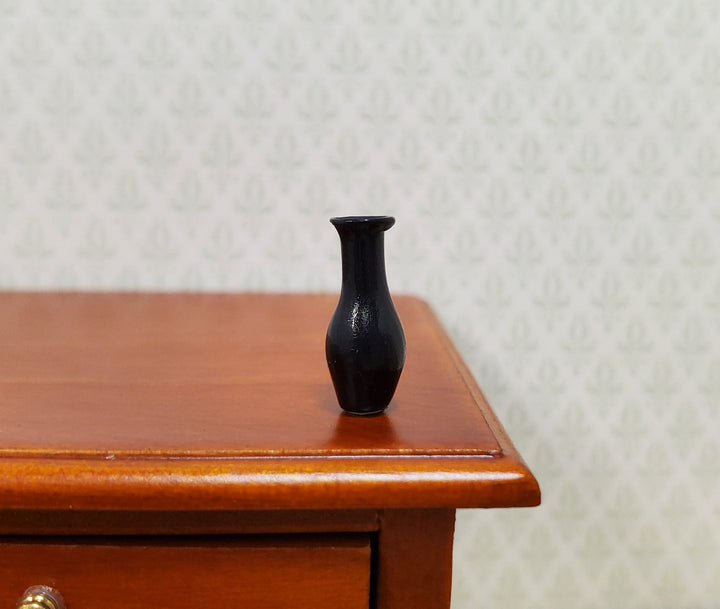 Dollhouse HALF SCALE Tiny Glass Bud Vase Black 1:24 Miniature