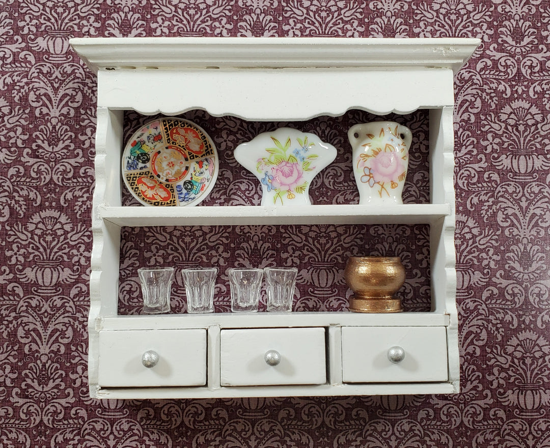 Dollhouse Hanging Shelf White 3 Drawers 1:12 Scale Miniature Kitchen Bathroom
