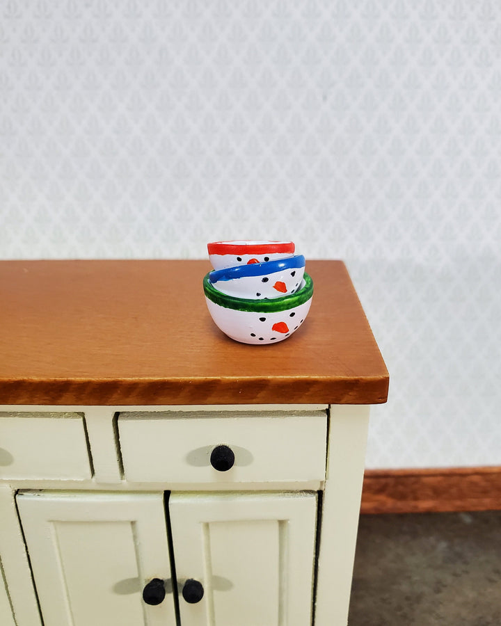 Dollhouse Snowman Mixing Bowls Set of 3 Stacking Winter 1:12 Scale Miniatures