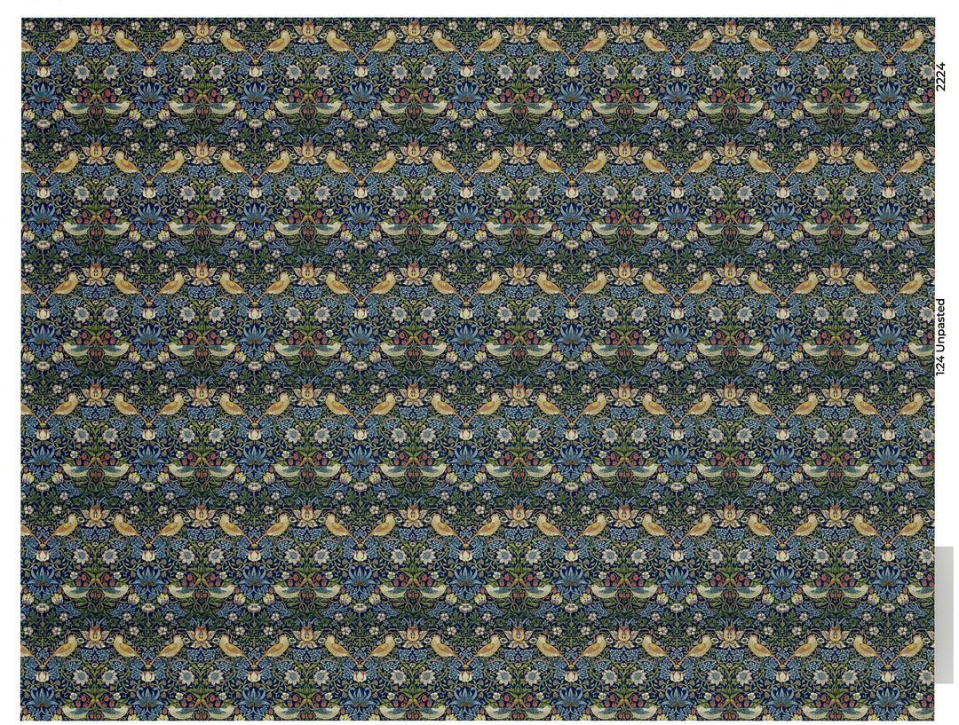 Dollhouse HALF SCALE Wallpaper William Morris Strawberry Thief 1 Sheet 1:24