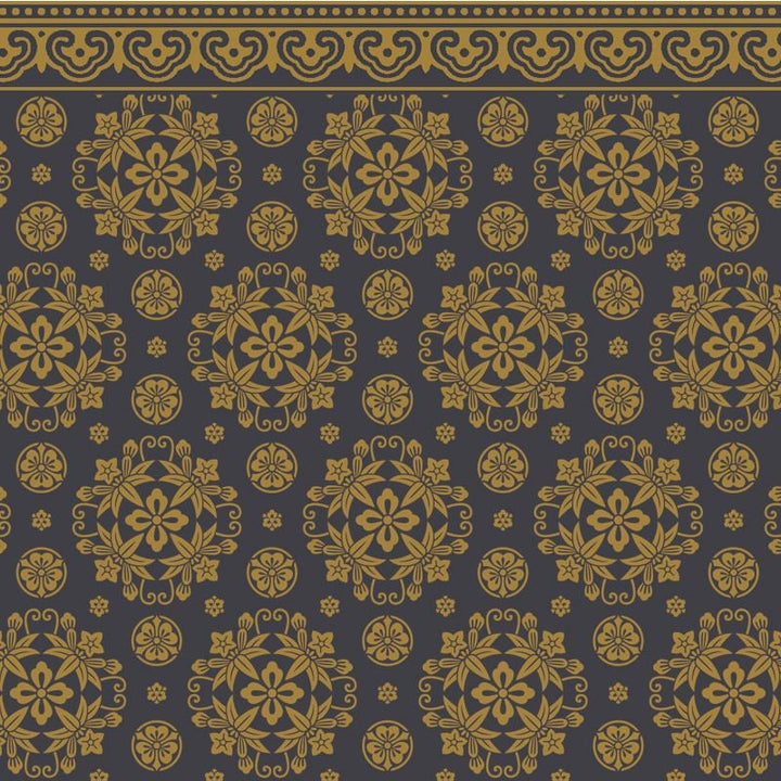 Dollhouse Wallpaper Kunio Wall Japanese Style Black Gold Bradbury & Bradbury 1:12 Scale