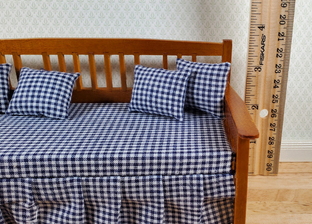 Dollhouse Day Bed with Pillows Walnut Finish 1:12 Scale Miniature Furniture