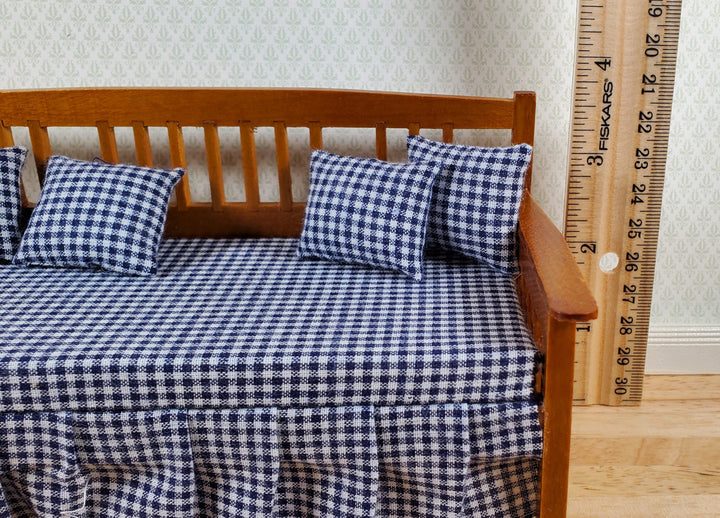 Dollhouse Day Bed with Pillows Walnut Finish 1:12 Scale Miniature Furniture