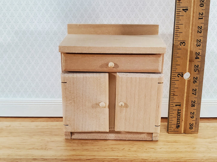 Dollhouse Lower Kitchen Cabinet with Drawer 1:12 Scale Miniature Furniture Unpainted