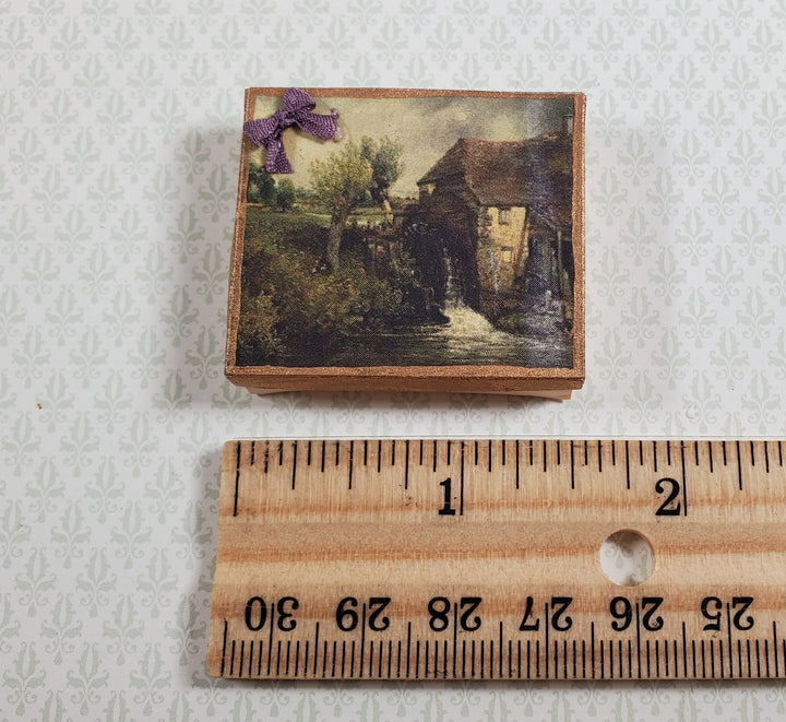Dollhouse Boxed Vanity Set Comb Brush Power Puff Nail Buff 1:12 Scale Miniatures