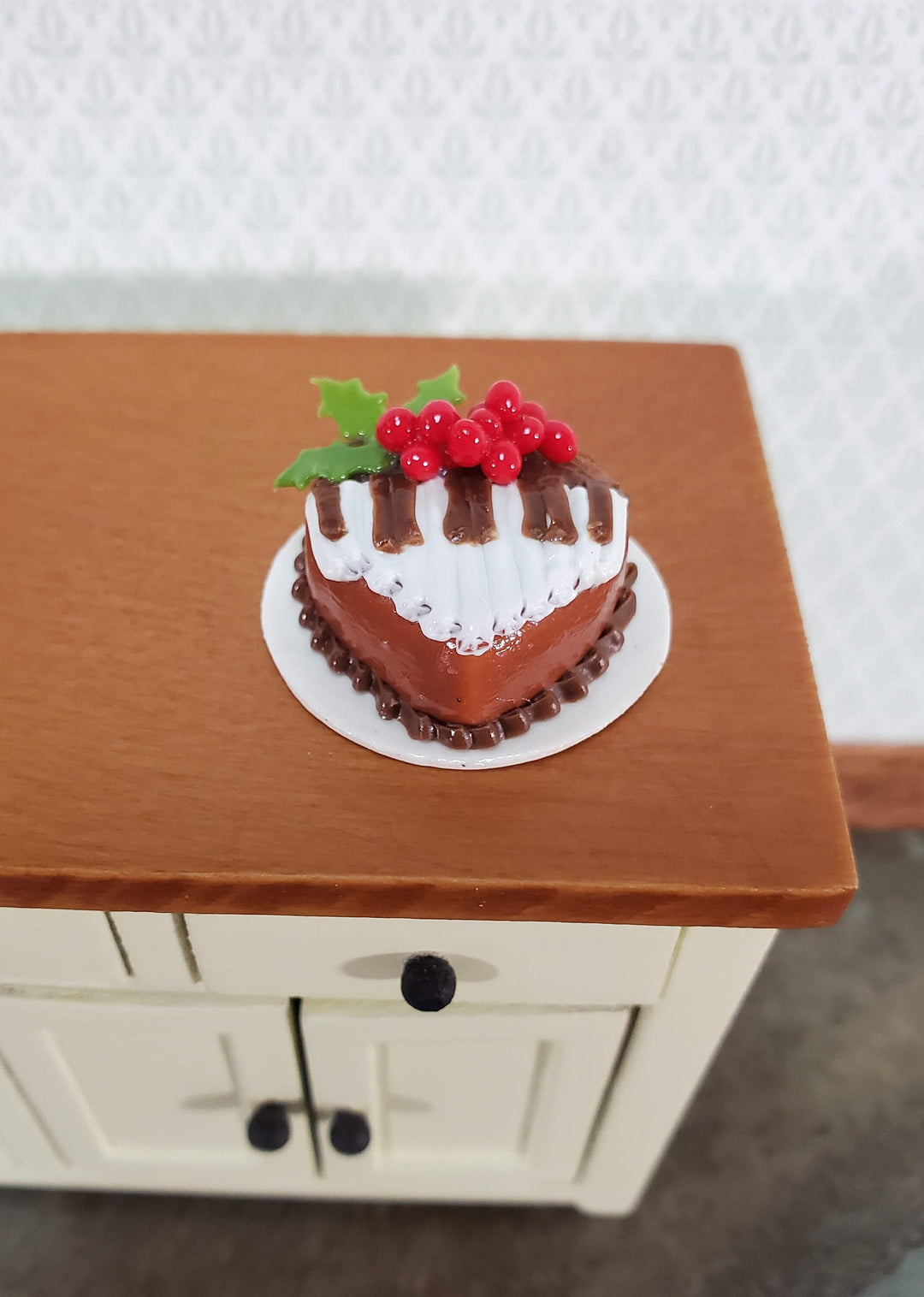 Dollhouse Piano Cake Chocolate Heart Shaped 1:12 Scale Miniature Dessert Food