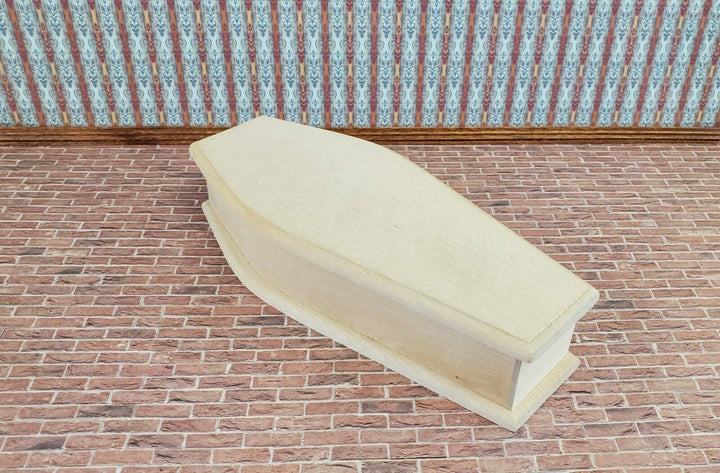 Dollhouse Miniature Coffin Opens Lined Unpainted Wood 1:12 Scale 6 3/4"