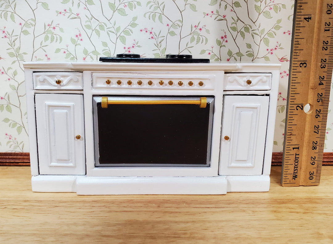 Dollhouse Stove Oven Cabinet White 1:12 Scale Miniature Kitchen Cupboard