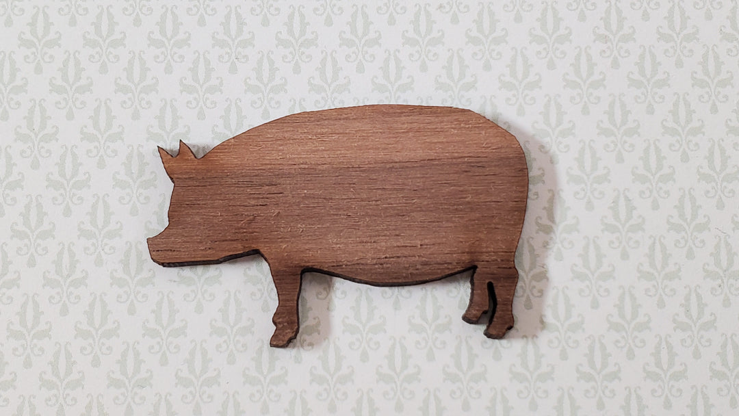 Dollhouse Pig Cutting Board Walnut Wood 1:12 Scale Miniature Kitchen Accessory