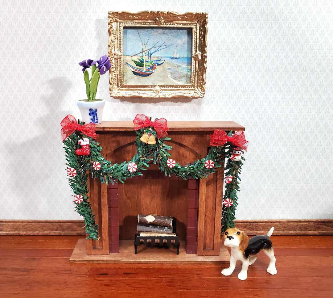 Miniature Christmas Garland Holiday Swag 1:12 Scale Dollhouse Handmade
