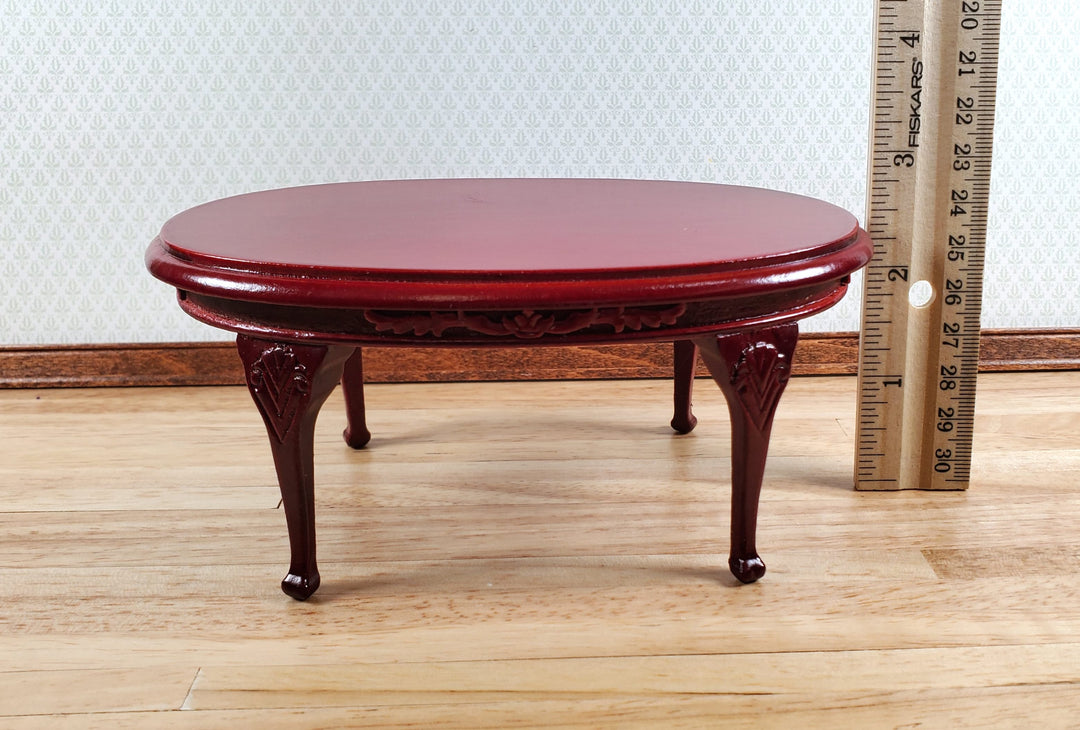 Dollhouse Dining Table Oval Wood Mahogany Finish 1:12 Scale Miniature Furniture