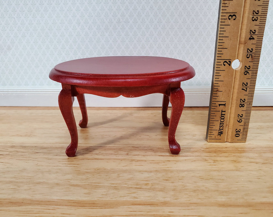 Dollhouse Oval Coffee Table Mahogany Finish 1:12 Scale Miniature Furniture