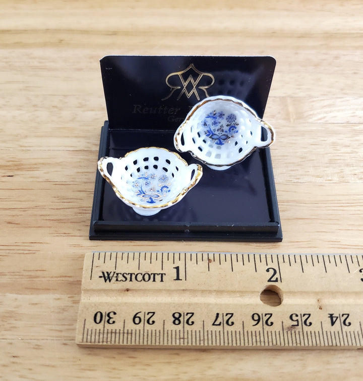 Dollhouse Strainers or Baskets Reutter Porcelain 1:12 Scale Blue Onion Design