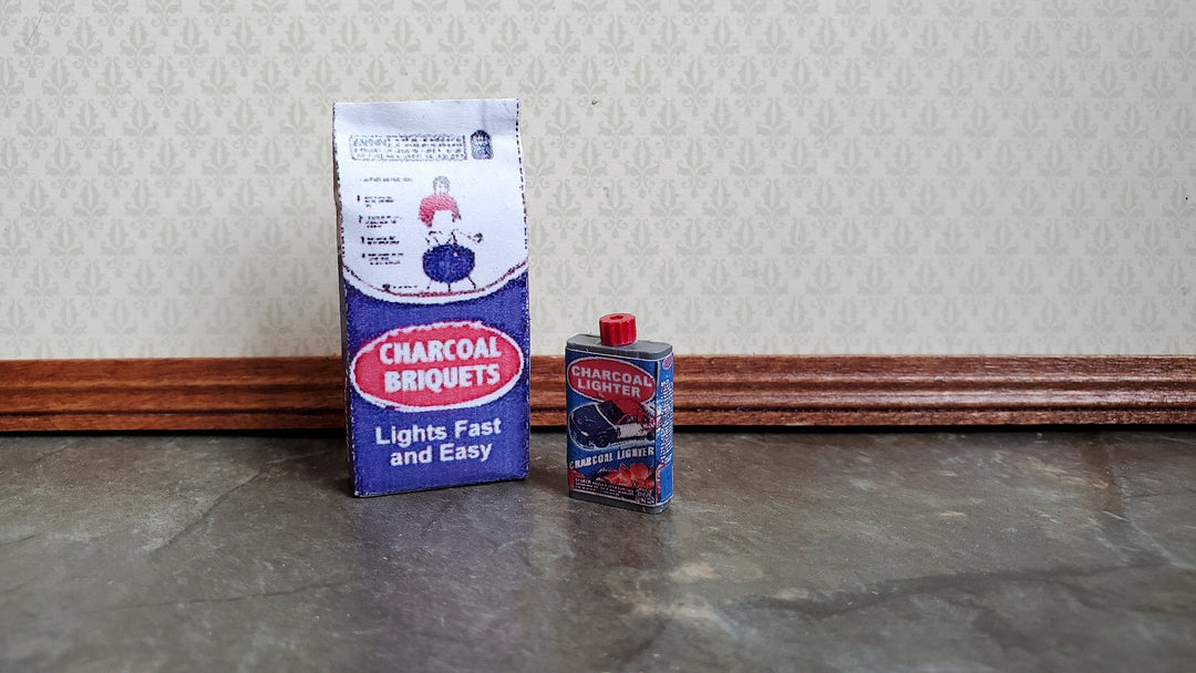 Dollhouse Miniature Charcoal & Lighter Fluid 1:12 Scale BBQ Barbecue