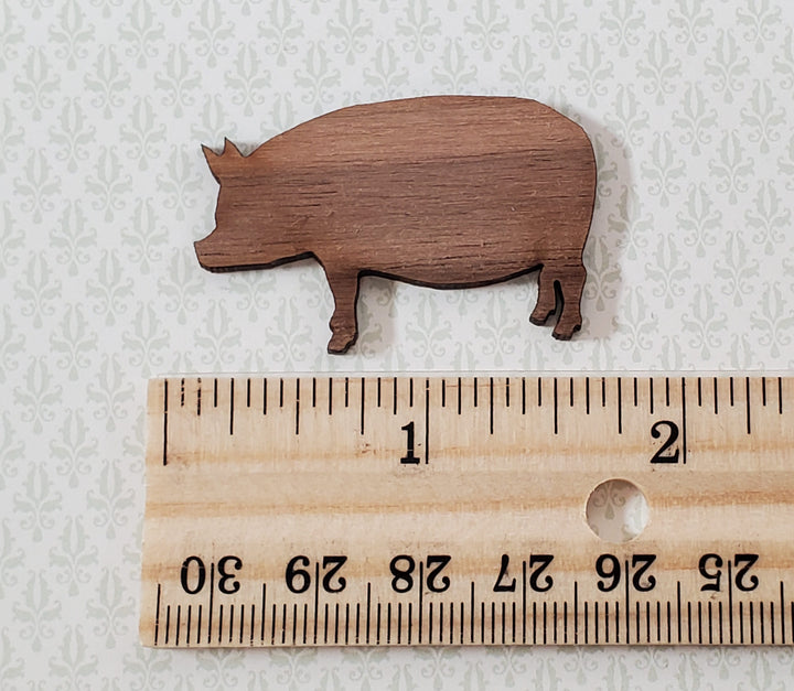 Dollhouse Pig Cutting Board Walnut Wood 1:12 Scale Miniature Kitchen Accessory