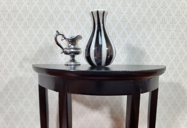 Dollhouse Black & White Vase Ceramic LARGE Modern Use in 1:12 or 1/6 Scale