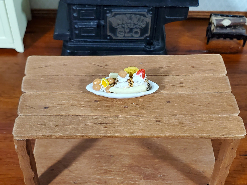 Dollhouse Banana Split Ice Cream Sundae 2 Scoops LARGE Miniature Dessert Food