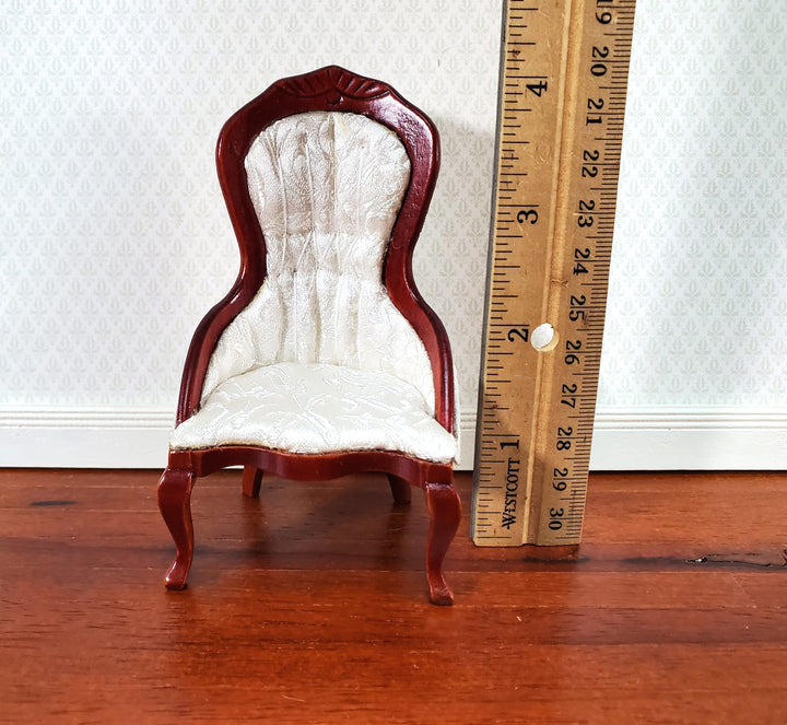Dollhouse Ladies Chair Victorian White with Mahogany Finish 1:12 Scale Miniature Furniture