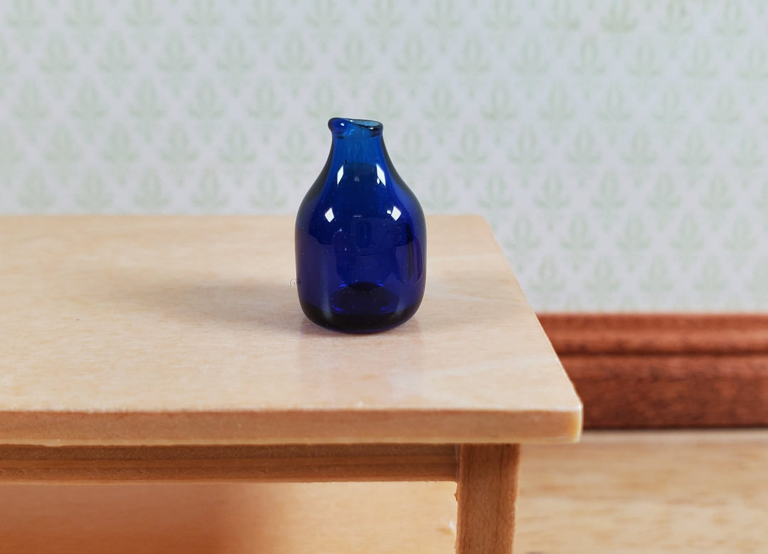 Dollhouse Small Jar Round Cobalt Blue Glass Bottle 1:12 Scale Miniature Decor
