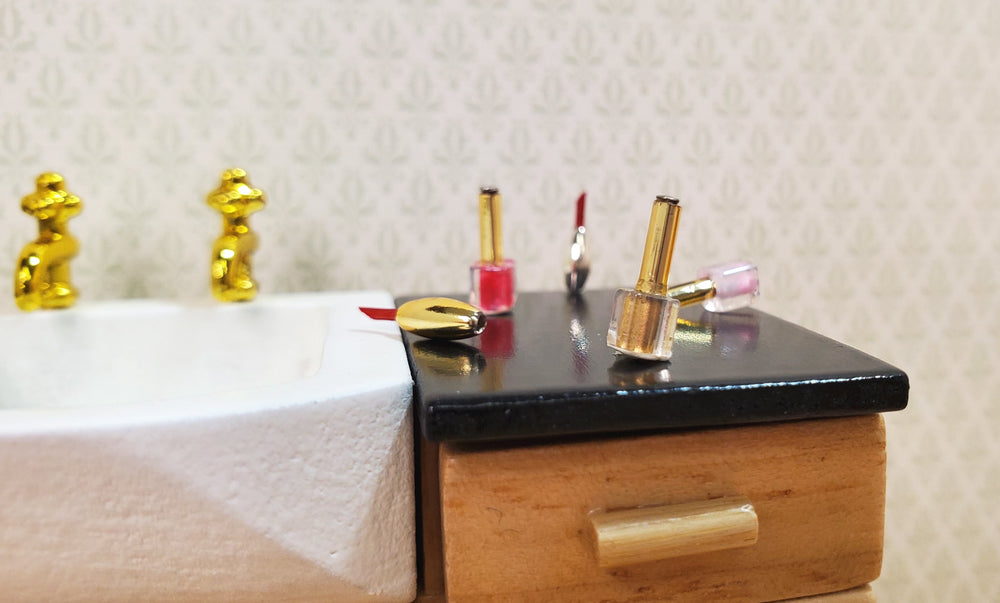 Dollhouse Nail Polish & Lipstick Vanity Set 1:12 Scale Miniatures