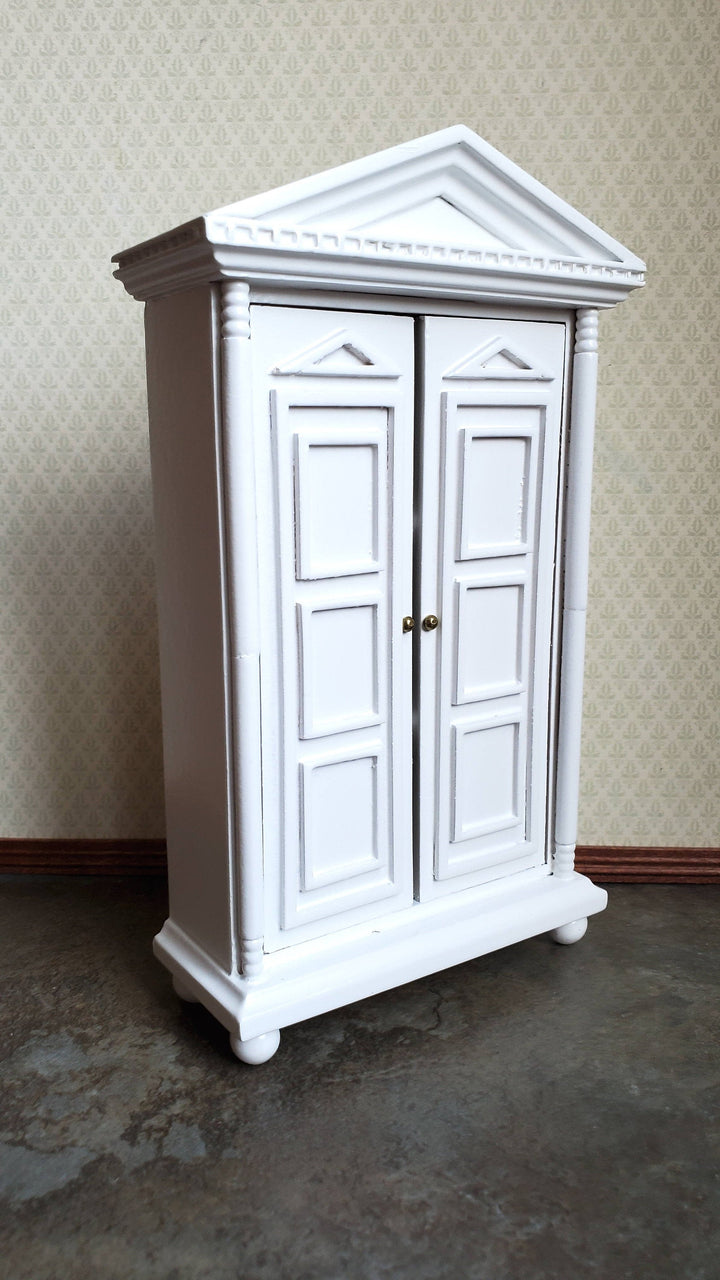 Dollhouse Miniature Wardrobe Armoire White Closet for Bedroom 1:12 Furniture