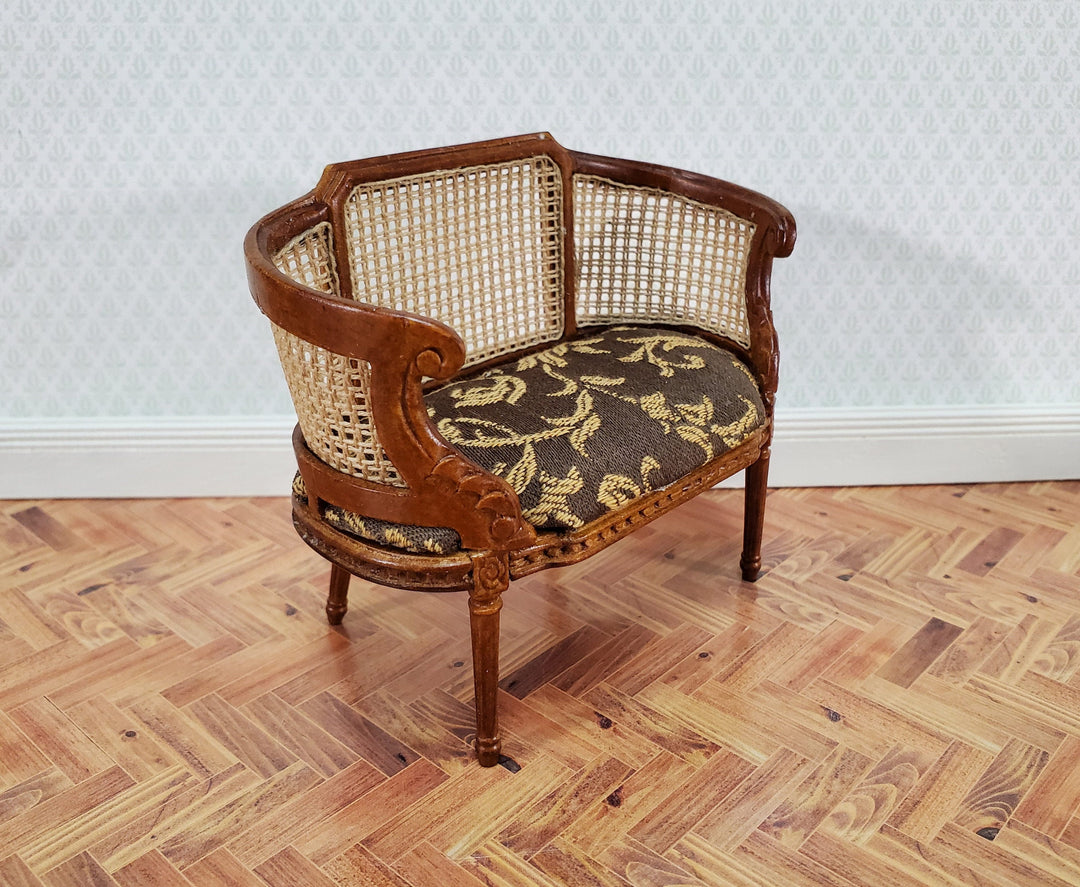 JBM Dollhouse Small Settee Louis XIV Style Brown 1:12 Scale Miniature Furniture