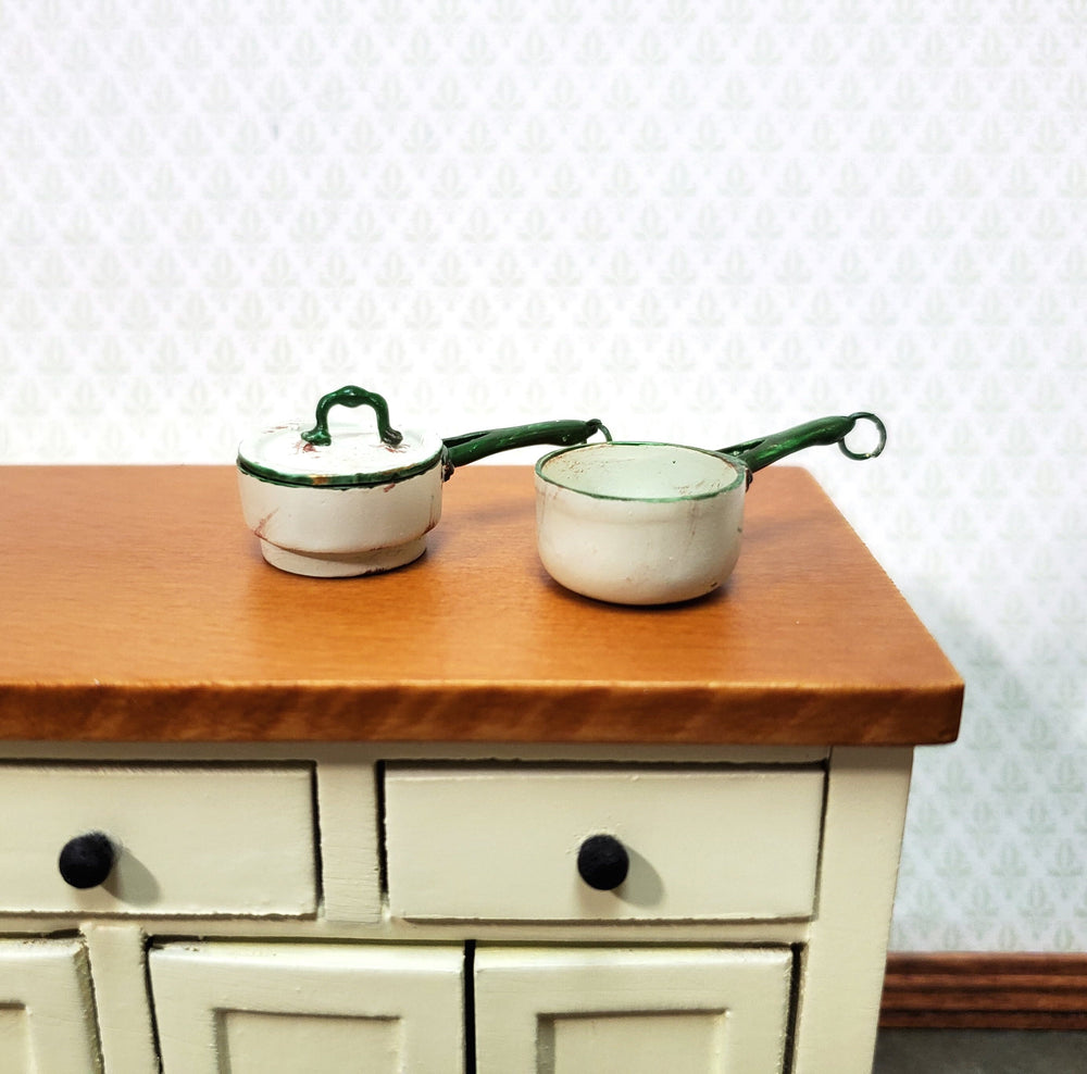 Dollhouse Double Boiler Pots + Lid Cooking Pans 1:12 Scale Miniature Kitchen Falcon Miniatures