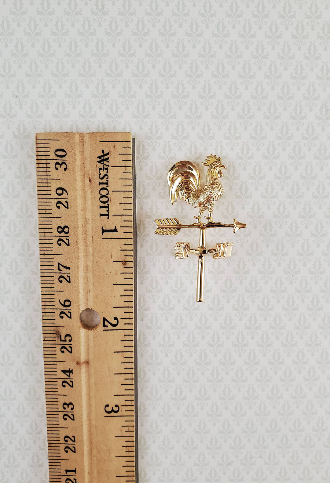Dollhouse Small Brass Rooster Weathervane use in 1:24 or 1/12 Scale Miniatures