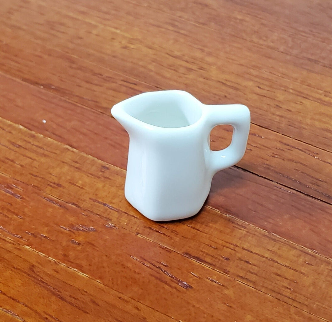 Dollhouse White Pitcher with Handle Ceramic 1:12 Scale Miniature Kitchen Dishes