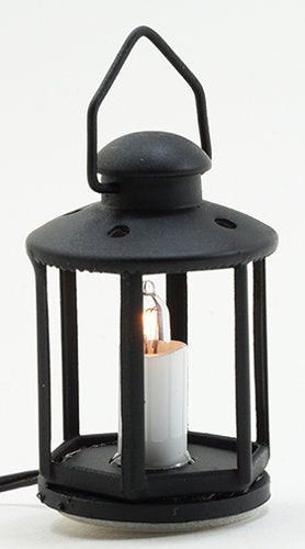 Dollhouse Miniature Black Lantern Light Candle 12 Volt with Plug 1:12 Scale Lighting