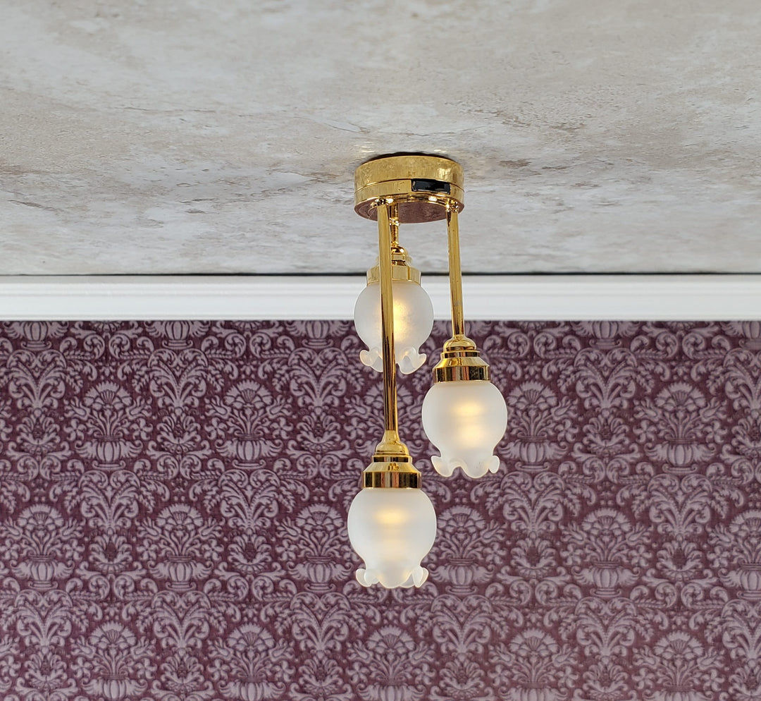 Dollhouse Battery Tall Tulip Ceiling Light Hanging 1:12 Scale Miniature