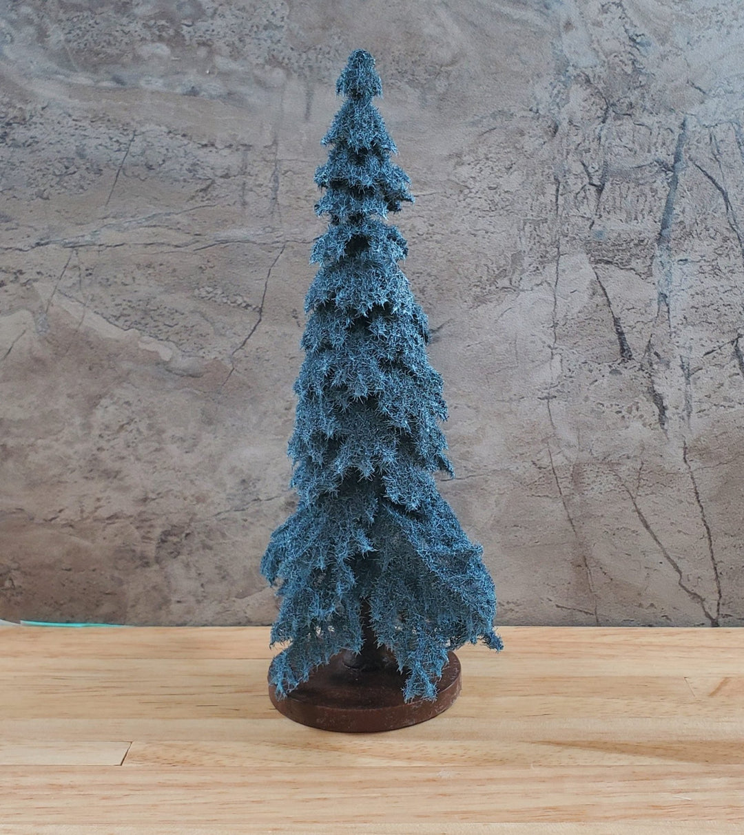 6" Tall Conifer Evergreen Pine Blue Spruce Tree on Base Model Scenery Miniatures - MiniatureCrush