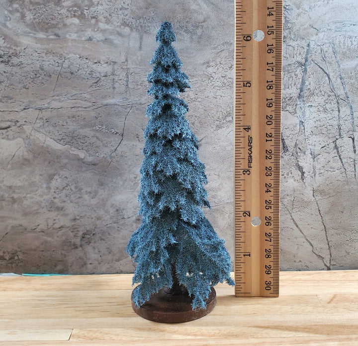 6" Tall Conifer Evergreen Pine Blue Spruce Tree on Base Model Scenery Miniatures - MiniatureCrush