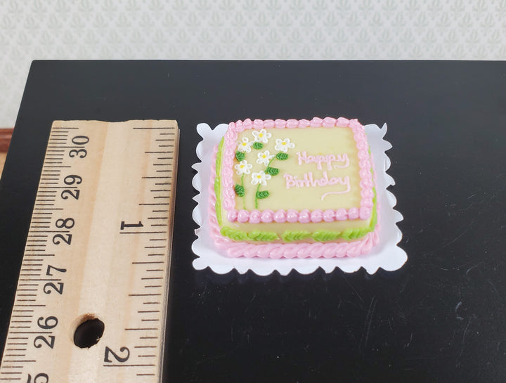 Dollhouse Birthday Sheet with Flowers 1:12 Scale Miniature Food Bakery