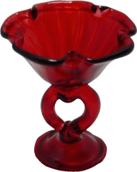 Dollhouse Glass Red Bowl on Heart Stand 1:12 Scale Miniature Decoration