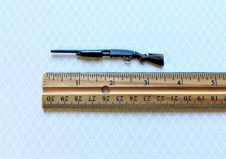Dollhouse Miniature Pump Action Shotgun 1:12 Scale Painted Metal 3.5"