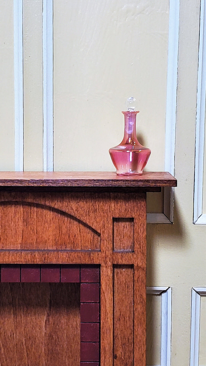 Dollhouse Miniature Decanter Pink Cranberry Glass with Stopper 1:12 Scale Hand Blown