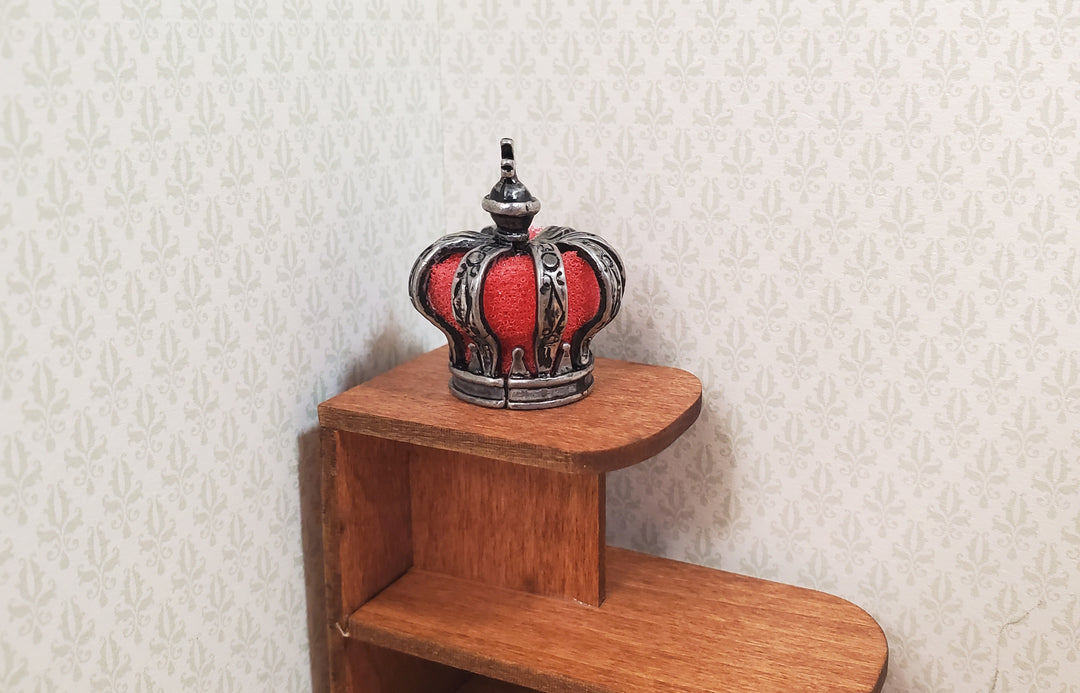 Miniature King's Crown with Cross Antique Silver Finish Metal 1:12 Scale
